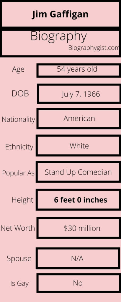 Jim Gaffigan biography Infographics