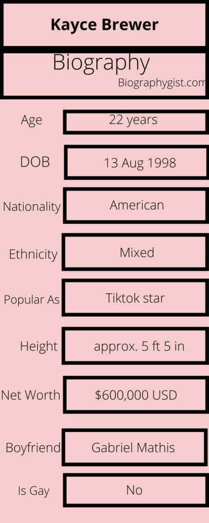 Kayce Brewer Biography Infographic