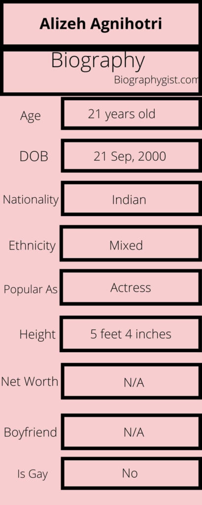 Alizeh Agnihotri Biography Infographic