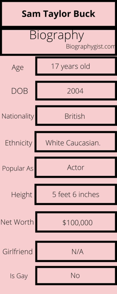 Sam Taylor Buck Biography Infographic
