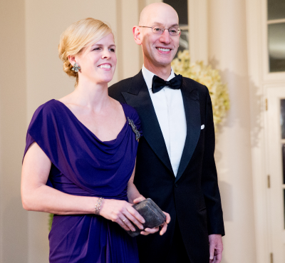 Maggie Grise and Adam Silver